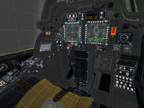 Cabina di pilotaggio per elicottero AH-64D Apache Longbow Modello 3D