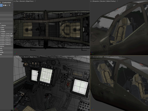 AH-64D Apache Longbow Helicopter Cockpit 3D-Modell