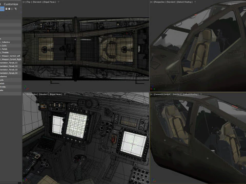 Cabina di pilotaggio per elicottero AH-64D Apache Longbow Modello 3D