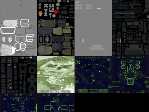 Cabina di pilotaggio per elicottero AH-64D Apache Longbow Modello 3D