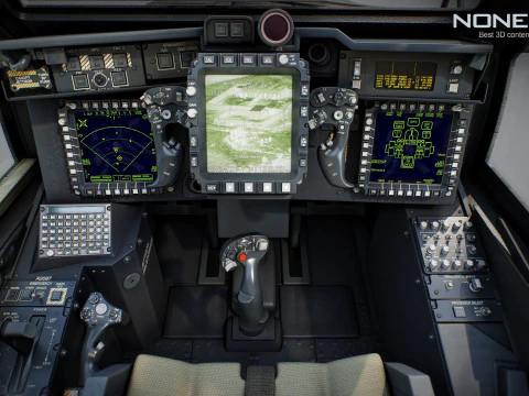 Cabina di pilotaggio per elicottero AH-64D Apache Longbow Modello 3D