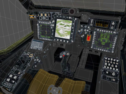 Cabina di pilotaggio per elicottero AH-64D Apache Longbow Modello 3D