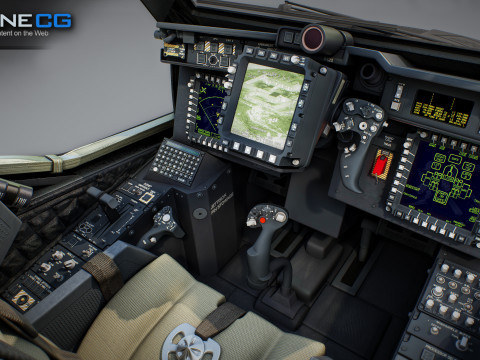 AH-64D Apache Longbow Helicopter Cockpit 3D-Modell