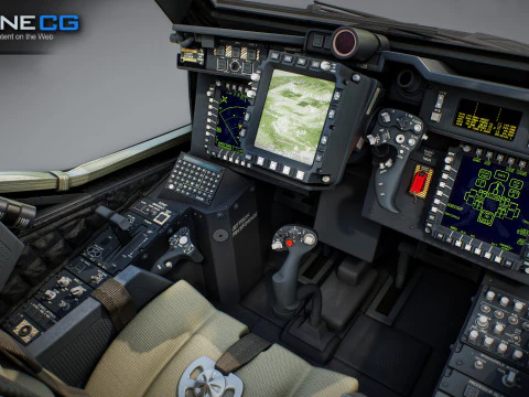 Cabina di pilotaggio per elicottero AH-64D Apache Longbow Modello 3D
