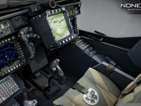AH-64D Apache Longbow Helicopter Cockpit 3D-Modell
