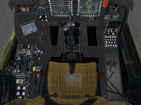 AH-64D Apache Longbow Helicopter Cockpit 3D-Modell