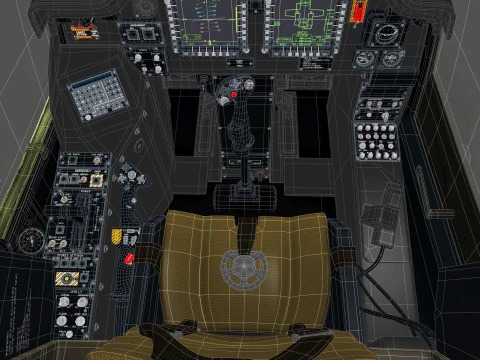 Cabina di pilotaggio per elicottero AH-64D Apache Longbow Modello 3D