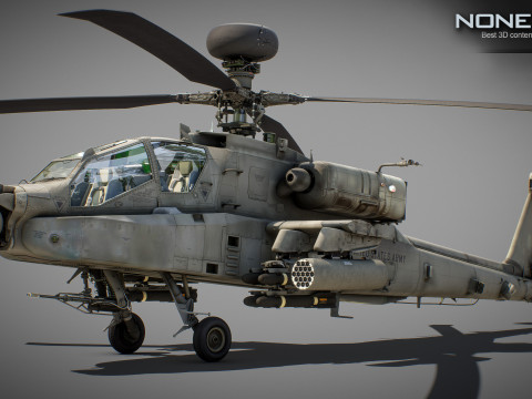 AH-64D Apache Longbow Helicopter with Cockpit 3D मॉडल