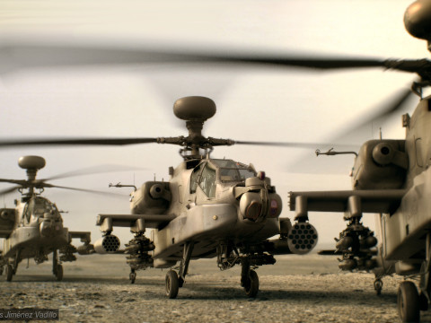 AH-64D Apache Longbow Helicopter with Cockpit 3D मॉडल