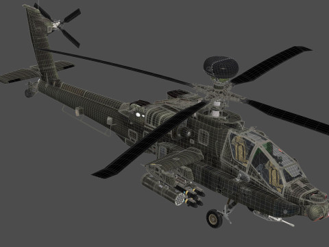 AH-64D Apache Longbow Helicopter with Cockpit 3D मॉडल