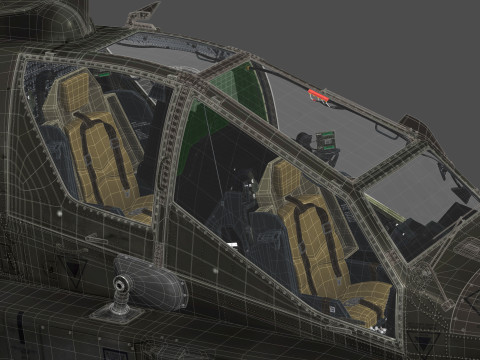 AH-64D Apache Longbow Helicopter with Cockpit 3D मॉडल