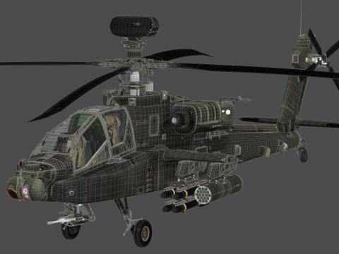 AH-64D Apache Longbow Helicopter with Cockpit 3D मॉडल
