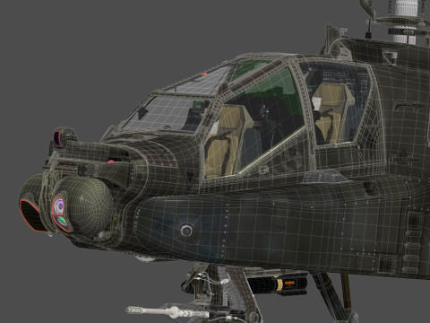 AH-64D Apache Longbow Helicopter with Cockpit 3D मॉडल