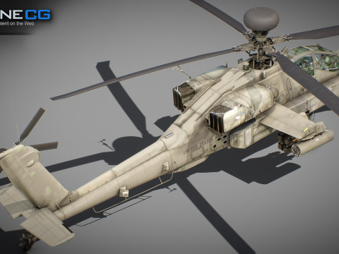 AH-64D Apache Longbow Helicopter with Cockpit 3D मॉडल