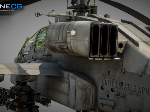 AH-64D Apache Longbow Helicopter with Cockpit 3D मॉडल