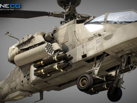 AH-64D Apache Longbow Helicopter with Cockpit 3D मॉडल