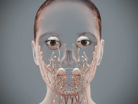 Human Female Lymphatic Anatomy 3D Model