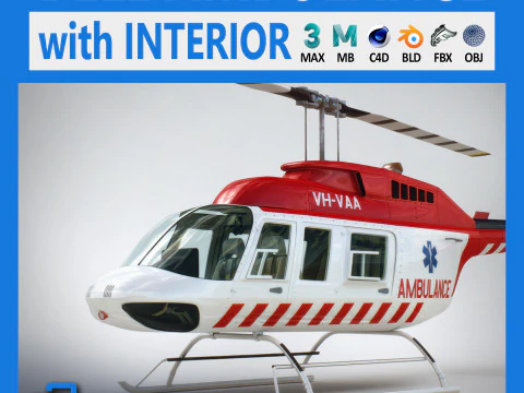 Ambulancia Helic&oacute;ptero Bell 206L Modelo 3D