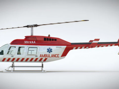 Helicopter Bell 206L Ambulance 3D Model