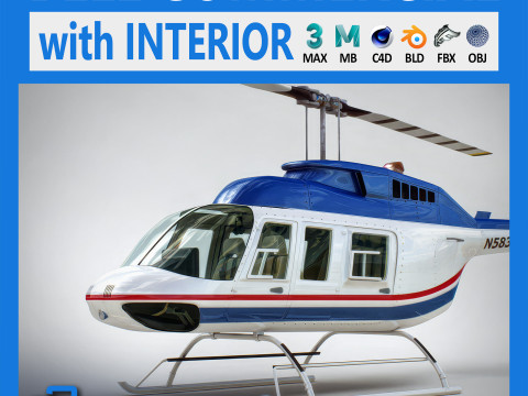 Helicopter Bell 206L Commercial 3D Model