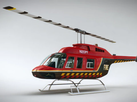 Helicopter Bell 206L Fire 3D Model