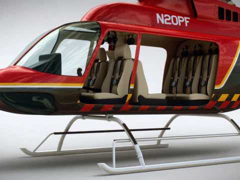 Helicopter Bell 206L Fire 3D Model