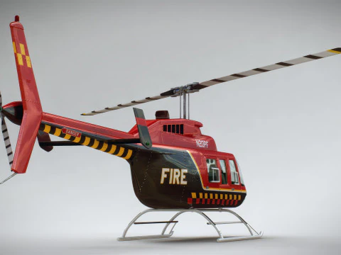 Helicopter Bell 206L Fire 3D Model