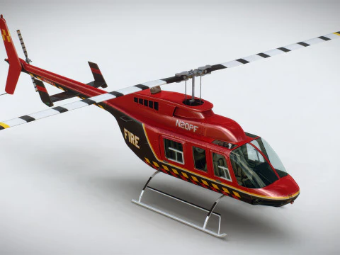 Helicopter Bell 206L Fire 3D Model
