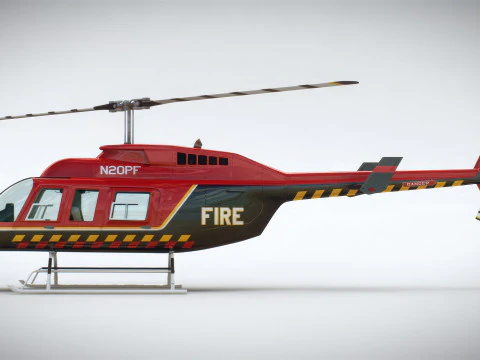 Helicopter Bell 206L Fire 3D Model