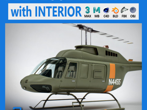 Helicopter Bell 206L Military 3D Model