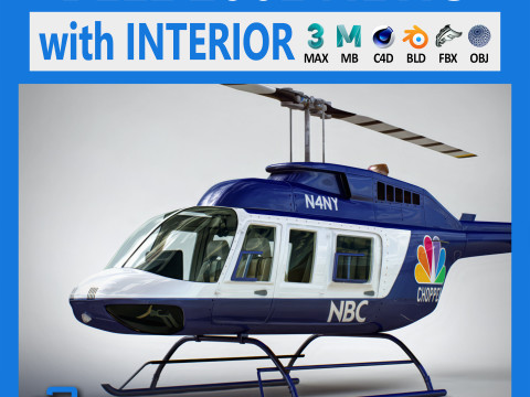 Helicopter Bell 206L News 3D Model