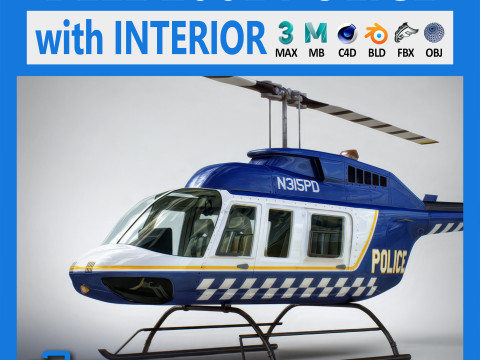 Helicopter Bell 206L Police 3D Model