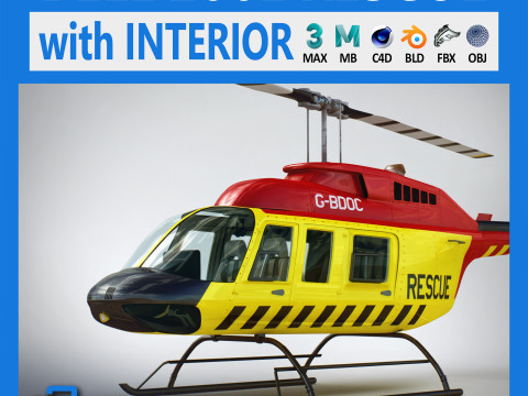Helicopter Bell 206L Rescue 3D Model