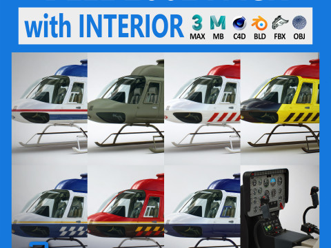 Helicopter Bell 206L Pack 3D Модель