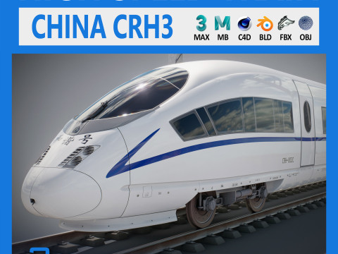 High Speed Train Velaro Chinese CRH3 3D Model
