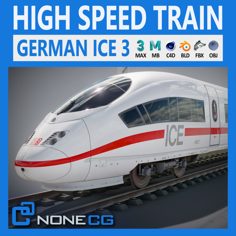 High Speed Train Velaro German ICE 3 Model 3D .c4d .max .obj .3ds .fbx .stl .blend 