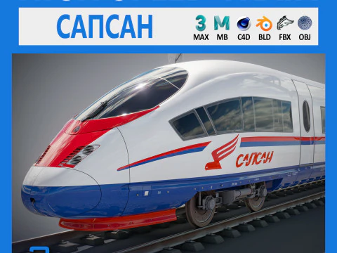 Trem de alta velocidade Velaro - Russo SAPSAN Modelo 3D