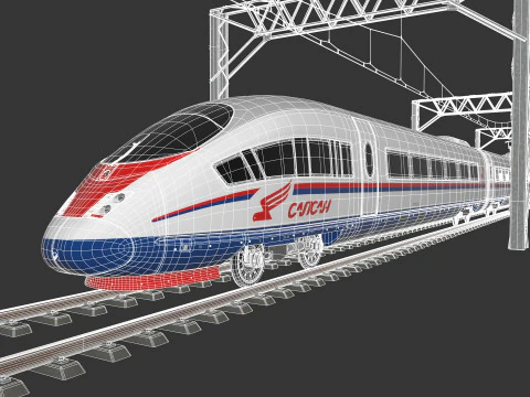 High Speed Train Velaro - Russian SAPSAN 3D Model