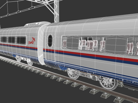 High Speed Train Velaro - Russian SAPSAN 3D Модель