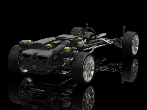 Car Chassis and Engine 3D Model