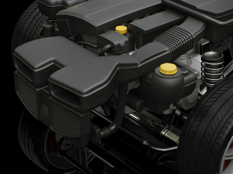 Автомобильное шасси и двигатель 3D Модель