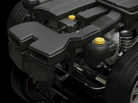 Car Chassis and Engine 3D Model