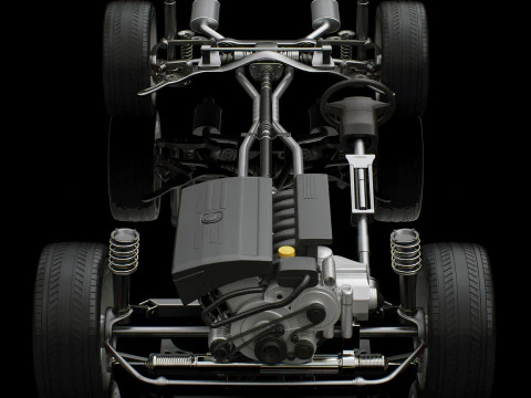 Car Chassis and Engine 3D Model