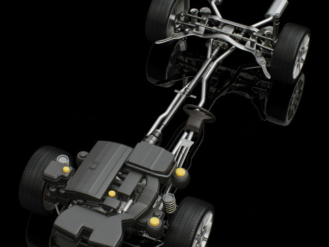 Автомобильное шасси и двигатель 3D Модель