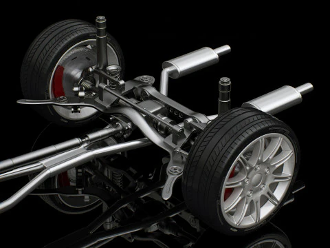 Car Chassis and Engine 3D Model