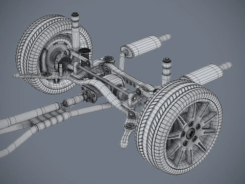 Car Chassis and Engine 3D Model
