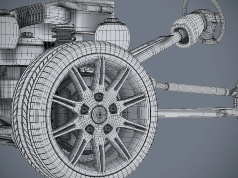 Car Chassis and Engine 3D Model