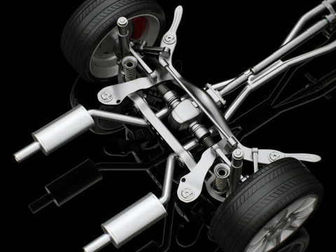 Car Chassis and Engine 3D Model