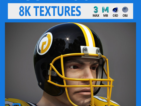 American Football Player Rigged v3 3D Модель