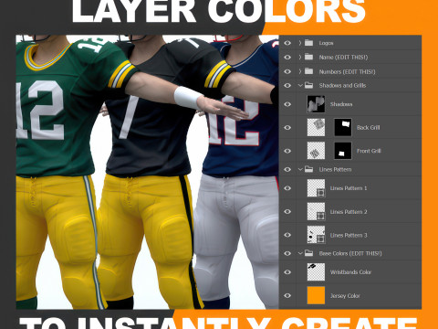 미식축구 선수 Rigged v3 3D 모델